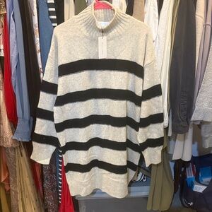 Line & Dot Black and Cream Turtleneck Dress